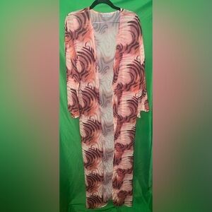 NWOT ICON Swim Bikini Sheer Swirl Pattern Kimono Cover Up size Medium